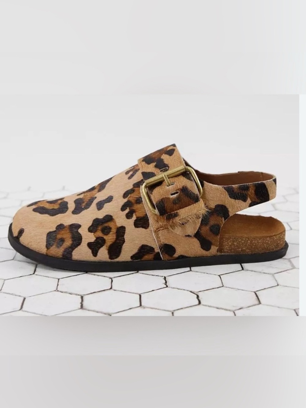 Free People Leopard Print Slingback Mules in Tan and Black